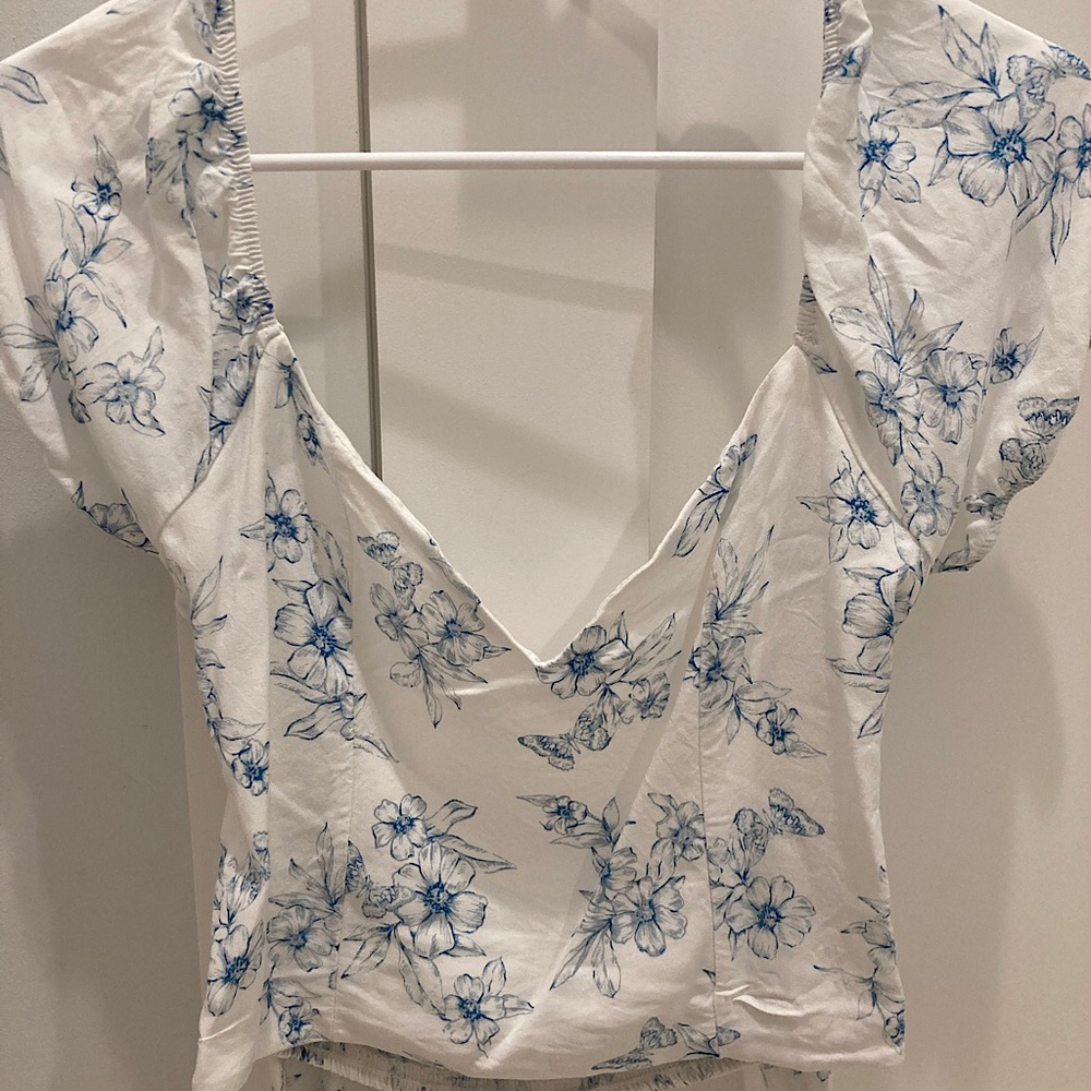 Lottie Moss White Blouse/Blue Flowers